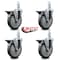Service Caster 5'' Gray Poly Wheel Swivel 7/8'' Square Stem Caster Set with Brake, 4PK SCC-SQ20S514-PPUB-GRY-PLB-78-4 - alternate 3